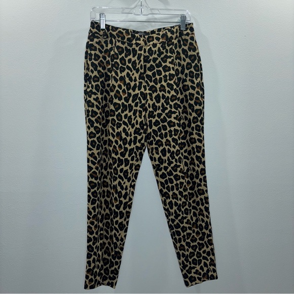 MaxMara Weekend Leopard Print Pants Size 4 – Chic Slim Fit Work Wear Trousers - Picture 1 of 9